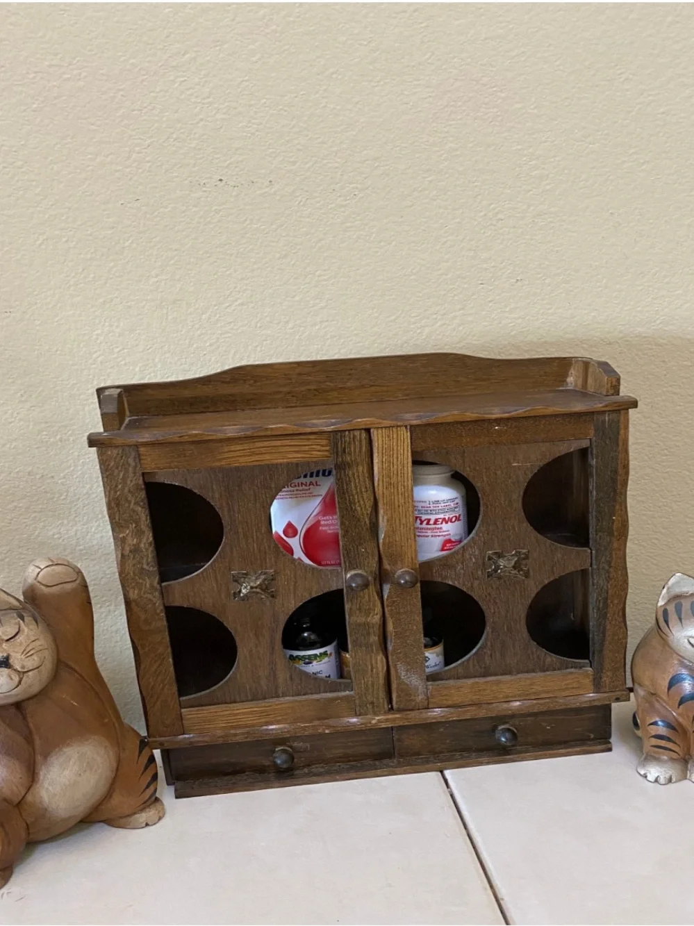 Wooden Jewelry Organizer Cabinet in Brown natural wood finish spice storage